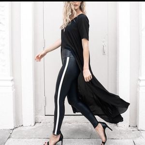Spanx black Faux Leather Side Stripe Leggings